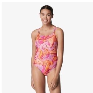 NWT‎ Speedo Rose Violet One Piece Swimsuit Size 8